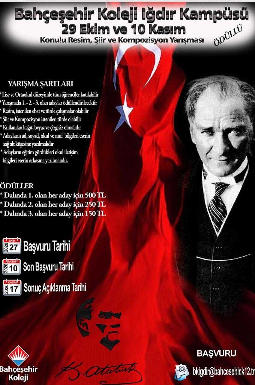 Bahçeşehir Koleji Iğdır Kampüsü'nün Düzenlediği 29 Ekim ve 10 Kasım Konulu Yarışma Düzenleniyor