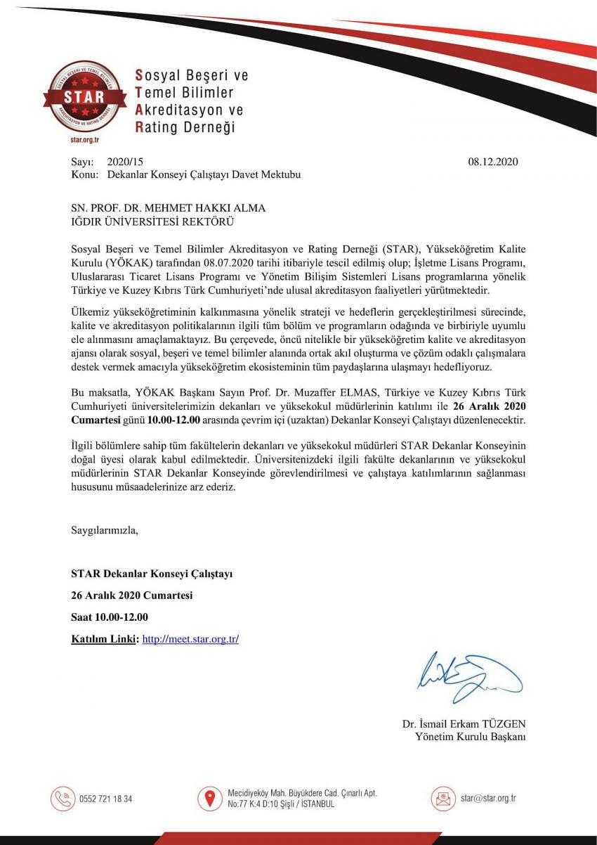 Rektör Alma ve Senato Üyeleri STAR Dekanlar Konseyi Çalıştayı’na Katıldı