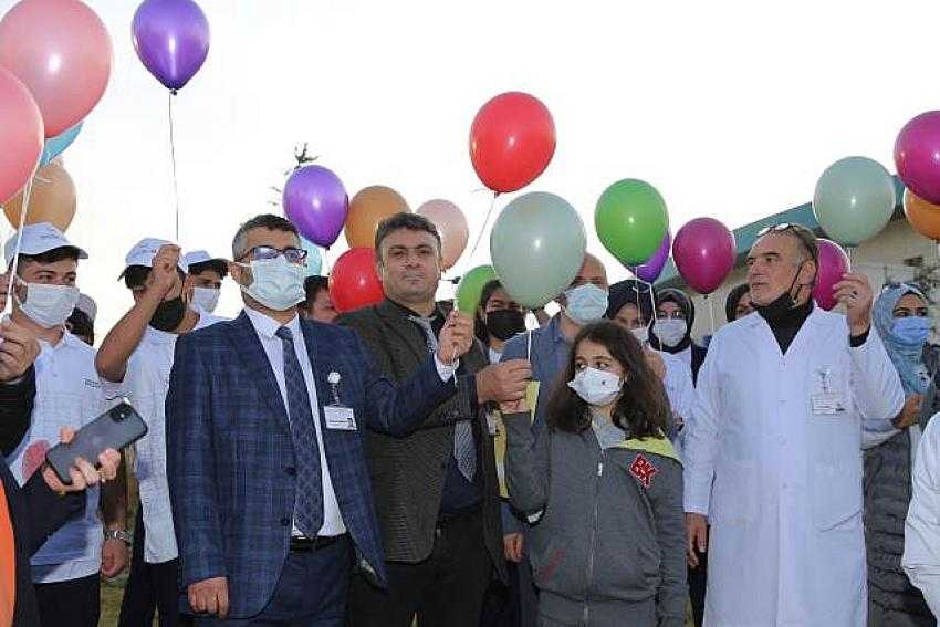 Sağlıkçılar organ bağışı için rengarenk balon ve fenerleri gökyüzüne bıraktı