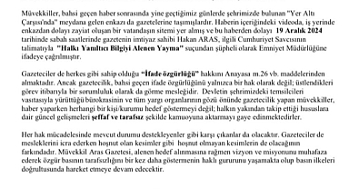 Aras Gazetesi Zarurî Basın Açıklamasıdır:
