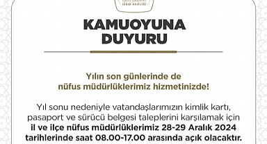 Yılın Son Günlerinde Nüfus Müdürlükleri Mesaiye Devam Ediyor