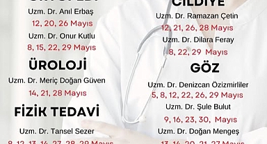 Dr. Nevruz Erez Devlet Hastanesi'nde Mayıs Ayı Mesai Dışı Poliklinik Hizmetleri Başladı