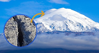 Ağrı Dağı Zirvesinde Buzullarda Çatlaklar İlk Kez Görüntülendi