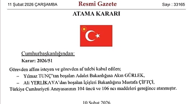 Resmî Gazete’de yayımlanan atama kararlarıyla Adalet ve İçişleri Bakanlıklarında görev değişimi yaşandı.